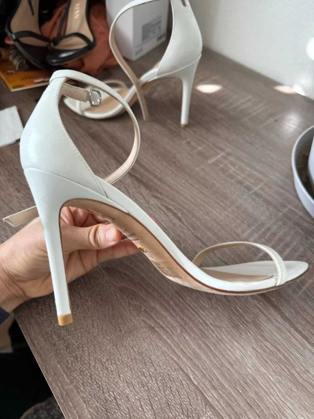 Stuart Weitzman Heels White Ivory Only Tried On Nudist Bridal Sandals - Picture 6 of 8